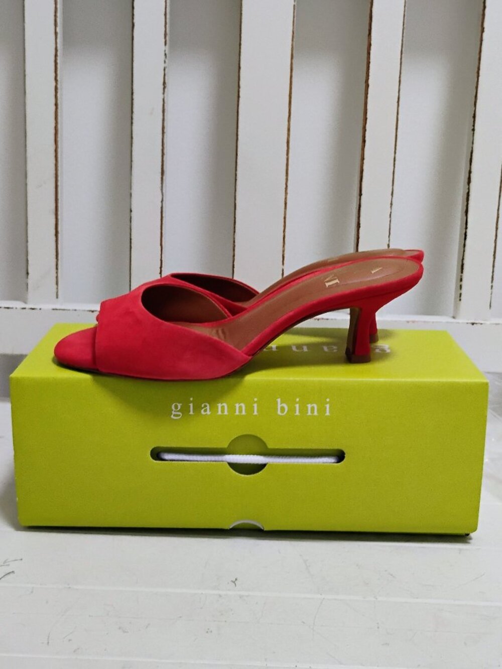 New Gianni Bini Reaves Suede Slide Heel Sandals Red 7